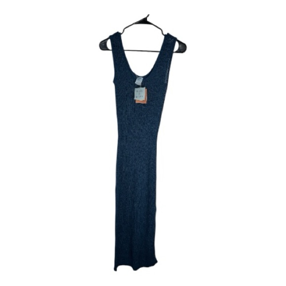 Shade & Shore Women’s Blue Maxi Crochet Stretchy Cover Up Tank Dress Size S NWT